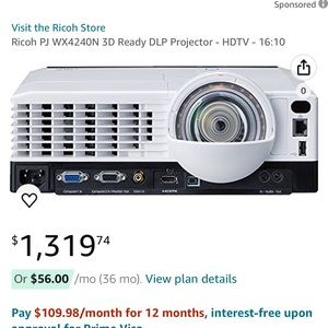 Ricoh PJ WX4240N 3D Ready DLP Projector